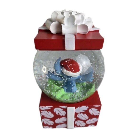 Dept 56 STITCH CHRISTMAS GIFT WATERBALL Disney ENESCO Large Snow Globe NEW - Picture 5 of 16